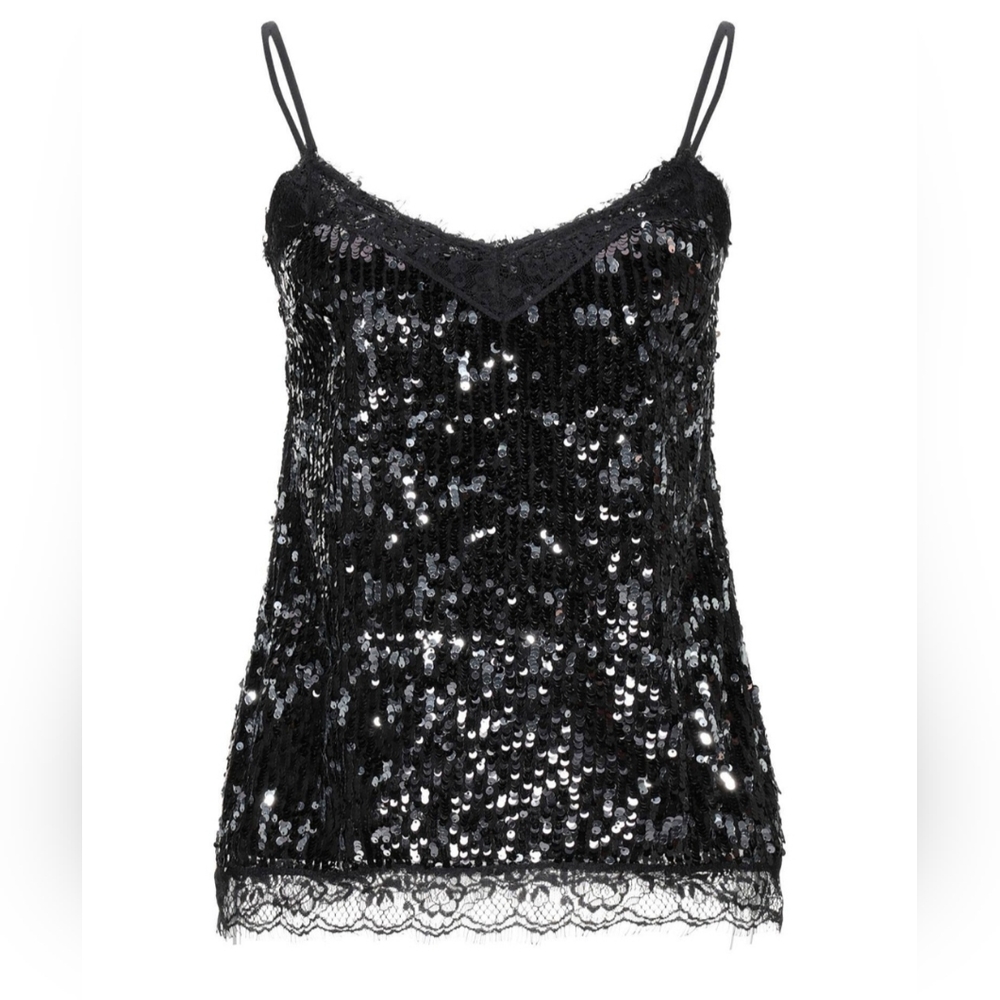 Designer Black Sequin Camisole Top, NWOT, size 6 US